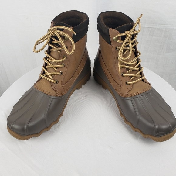 NWOB Sperry Men's Leather Upper Brown and Tan Duck Waterproof Boots Sz 9M - Picture 5 of 7